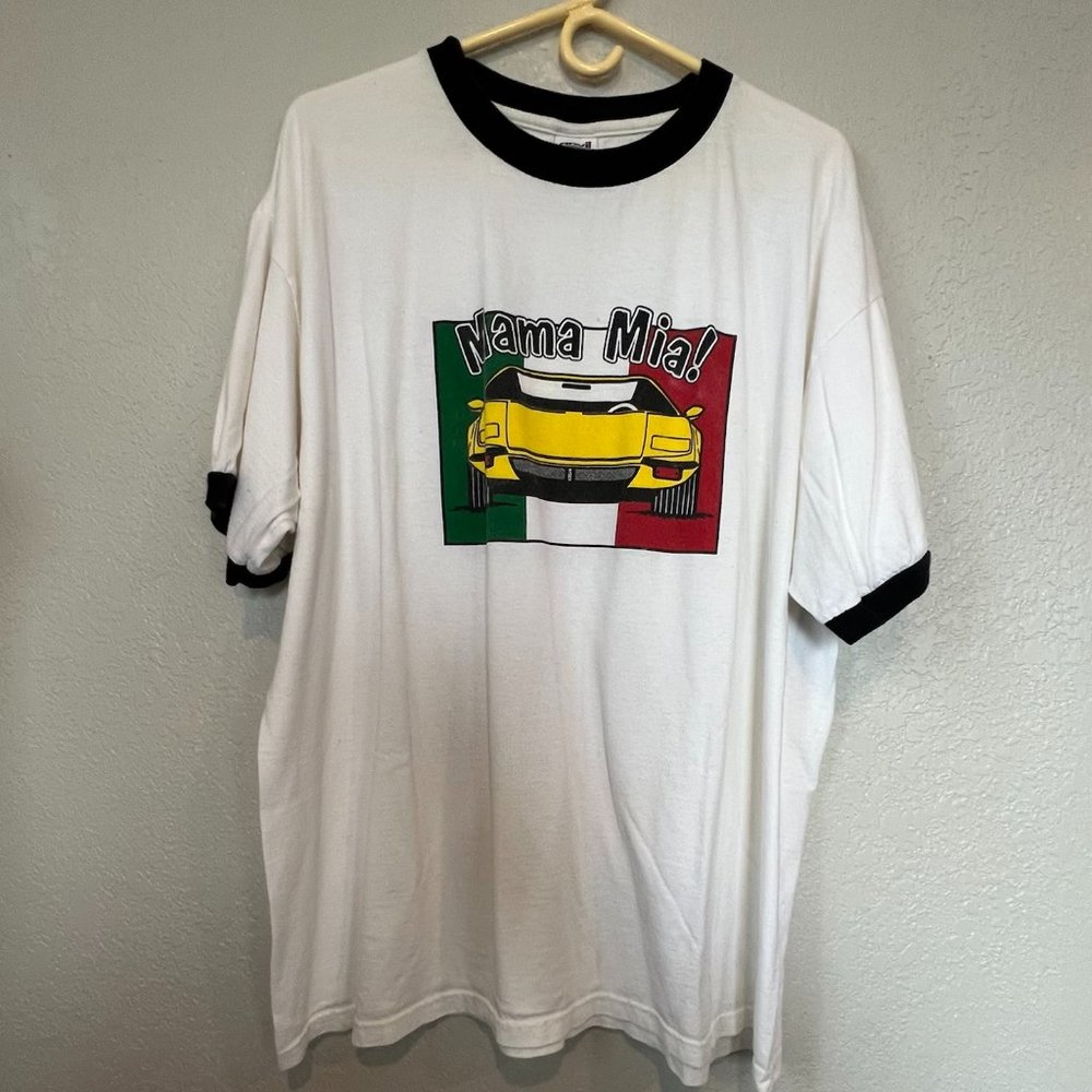 Mama Mia Italian Racing  Vintage T Shirt crewneck oversized